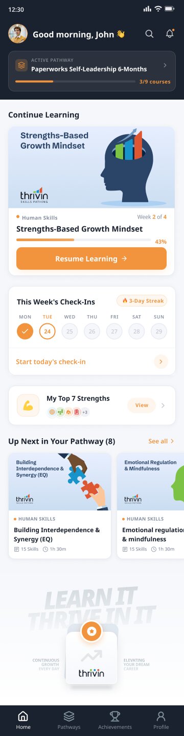 GetThrivin Mobile App — Mobile · LMS · React Native screenshot