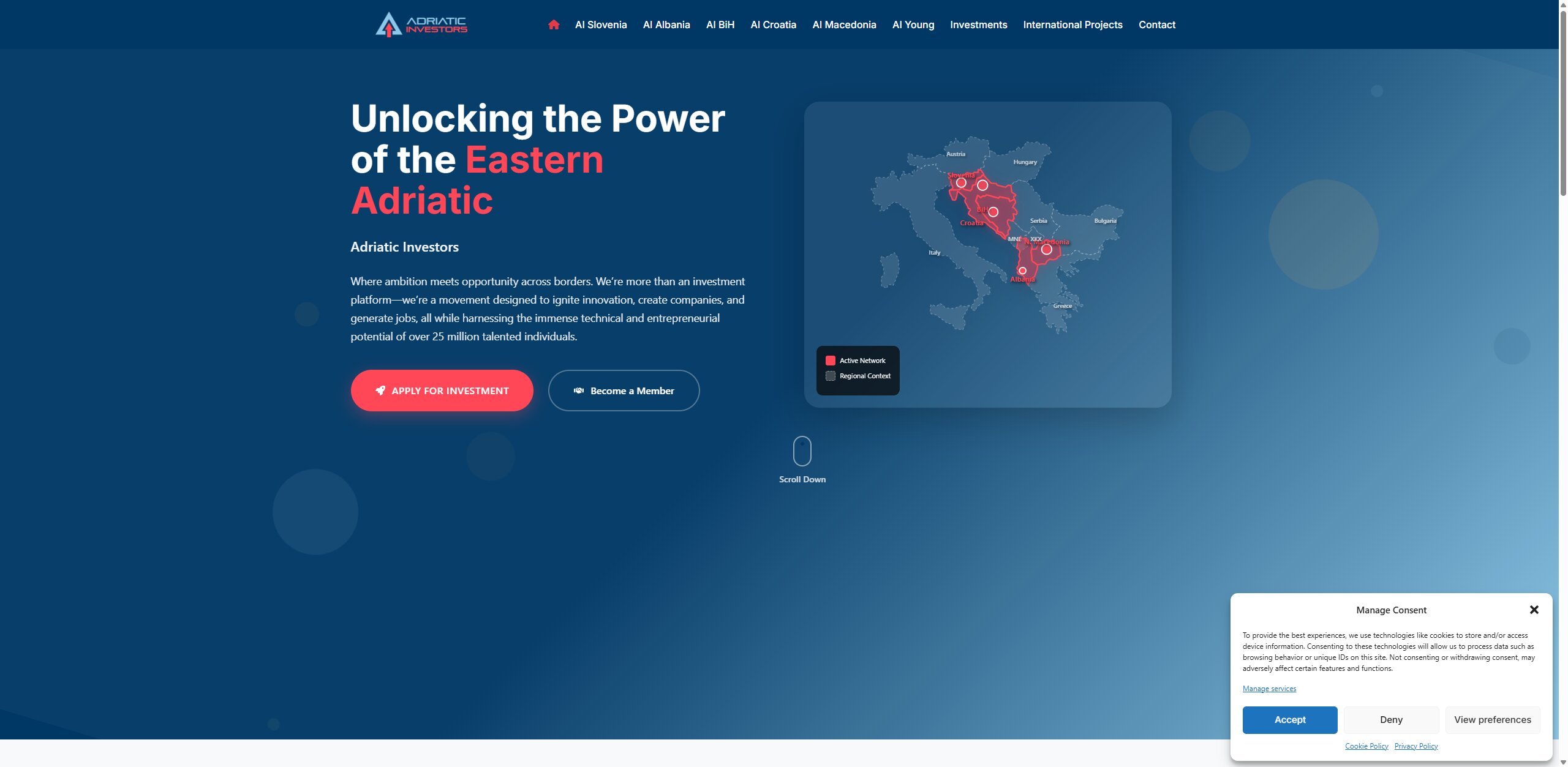 Adriatic Investors — Web · WordPress · Site consolidation · B2B / investment screenshot